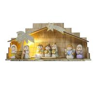Set di natività di Natale, scene di mini natività carina con luce, 10.2x3.2x4.7 set di natività in resina, arredamento natalizio educativo per camino di Natale, mensola, regali da tavolo, scena nativ