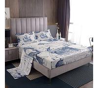 Set di nautiche, Ocean Beach, set di vintage per barche a vela, stile hawaiano, navi in stile naturale, con ancora, 1 lenzuolo con angoli, 1 lenzuolo e 2 federe per letto matrimoniale
