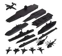 Set di navi da guerra giocattolo proporzionale realistico, 17 pezzi, include navi e aerei, regali educativi e motori fini per bambini, nero