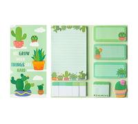 Set di note adesive a forma di cactus - 550 fogli di note adesive autoadesive carine a forma di cactus, cresciamo quando le cose sono difficili, fermagli per carta a tema cactus per appunti