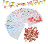 Set di numeri Bingo - Kit di scacchi di conteggio in legno da 90 pezzi con gioco abbinato di 48 carte, tabella di educativa coinvolgente per lo sviluppo delle abilità di riconoscimento
