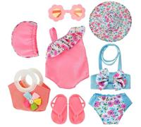 Set di Nuoto per Bambole 8 Pezzi, Estate Costume da Bagno per Bambole,Vestiti Bambole Reborn,Vestiti per Bambole per New Baby Born Bambola,Accessori per Bambole Reborn 35-43CM, Regalo per Ragazze