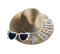 Set di occhiali da sole con cappello di paglia per addio al nubilato per la futura sposa, regalo per addio al nubilato, feste in spiaggia, decorazioni per feste