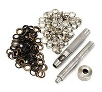 Set di occhielli per occhielli, senza ruggine, 100 occhielli da 14 mm, con foro per foratura, strumento di fissaggio per tela, teloni, scarpe, vestiti, borse