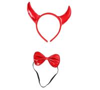Set di oggetti di scena divertenti accessori per costume fascia coda papillon per bambini Halloween Natale cosplay party dress up kit diavolo Halloween compreso corno fascia papillon coda demoni