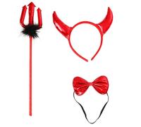 Set di oggetti di scena divertenti accessori per costume fascia coda papillon per bambini Halloween Natale cosplay party dress up kit diavolo Halloween compreso corno fascia papillon coda demoni