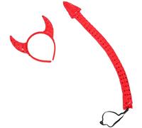 Set di oggetti di scena divertenti accessori per costume fascia coda papillon per bambini Halloween Natale cosplay party dress up kit diavolo Halloween compreso corno fascia papillon coda demoni