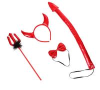 Set di oggetti di scena divertenti accessori per costume fascia coda papillon per bambini Halloween Natale cosplay party dress up kit diavolo Halloween compreso corno fascia papillon coda demoni