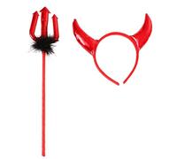 Set di oggetti di scena divertenti accessori per costume fascia coda papillon per bambini Halloween Natale cosplay party dress up kit diavolo Halloween compreso corno fascia papillon coda demoni