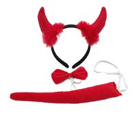Set di oggetti di scena divertenti accessori per costume fascia coda papillon per bambini Halloween Natale cosplay party dress up kit diavolo Halloween compreso corno fascia papillon coda demoni