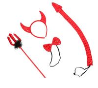 Set di oggetti di scena divertenti accessori per costume fascia coda papillon per bambini Halloween Natale cosplay party dress up kit diavolo Halloween compreso corno fascia papillon coda demoni