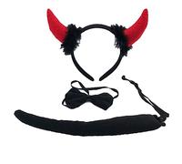 Set di oggetti di scena divertenti accessori per costume fascia coda papillon per bambini Halloween Natale cosplay party dress up kit diavolo Halloween compreso corno fascia papillon coda demoni