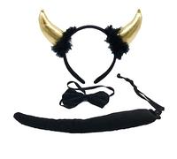 Set di oggetti di scena divertenti accessori per costume fascia coda papillon per bambini Halloween Natale cosplay party dress up kit diavolo Halloween compreso corno fascia papillon coda demoni