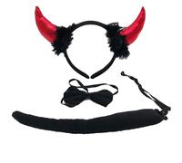 Set di oggetti di scena divertenti accessori per costume fascia coda papillon per bambini Halloween Natale cosplay party dress up kit diavolo Halloween compreso corno fascia papillon coda demoni