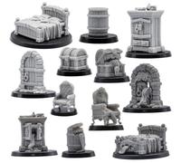 Set di oggetti di scena e imitazioni - 12 oggetti di scena Fantasy Terrain e mostri imitatori per giochi di ruolo da tavolo | Paesaggio di dungeon da 32 mm | DnD, Pathfinder, giochi di guerra |