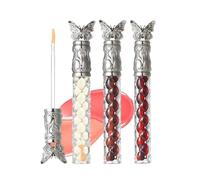 Set di oli idratanti per labbra, 3 colori, lucidi, lucidalabbra con arancione, tè nero e rosa, finitura lucida, colore a lunga durata, design a farfalla