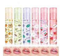 Set di Olio Labbra Roller,6 Pcs Lucidalabbra Alla Frutta Olio per Labbra Idratante e Nutriente,Lucidalabbra Vegano e Non Tossico