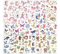 Set di oltre 200 tatuaggi con glitter per bambini, tatuaggi per bambini ragazze, tatuaggi temporanei amichevoli per la pelle, con unicorno, sirena, farfalla e animali per regalini di compleanno