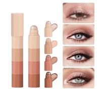 Set di ombretti 4 in 1 con finitura lucida e opaca, matite per occhi impermeabili a lunga durata, per trucco quotidiano, feste, viaggi, evidenziatori e contouring, multi-stick per donne impegnate e