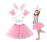 Set di orecchie da coniglio - Fascia in peluche, tessuto morbido e flessibile, set di sei pezzi, accessorio per costume divertente | Gonna pasquale, vestito per feste, feste, compleanni
