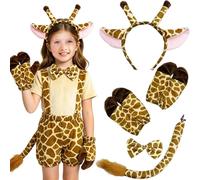 Set di orecchie da giraffa e coda lunga con fascia per capelli per cosplay,