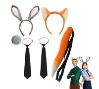 Set di orecchie e coda da coniglio e volpe per coppia, costume cosplay di