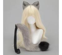 Set di orecchie e coda da gatto, set di cerchietto coda con orecchie da gatto in finta pelliccia, grazioso cerchietto per capelli con orecchie animale, costume soffice Halloween