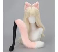 Set di orecchie e coda da gatto, set di cerchietto coda con orecchie da gatto in finta pelliccia, grazioso cerchietto per capelli con orecchie animale, costume soffice Halloween