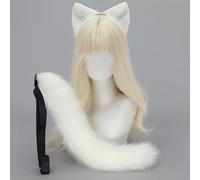 Set di orecchie e coda da gatto, set di cerchietto coda con orecchie da gatto in finta pelliccia, grazioso cerchietto per capelli con orecchie animale, costume soffice Halloween