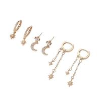 Set di orecchini a cerchio con stella e luna 3 paia impilabili in lega di zirconi con zirconi set di gioielli da donna regalo di moda