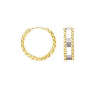 Set di orecchini a cerchio, orecchini boho piccoli, bicolore oro giallo e oro bianco, regalo divertente per le donne, oro giallo 14 carati e oro bianco 14 carati, Senza Gemstone