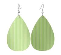 Set di orecchini a goccia classici a righe verdi, orecchini in pelle alla moda pendenti a cerchio per donne festa di compleanno gioielli regalo