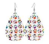 Set di orecchini a goccia colorati a forma di zampa di cane, orecchini in pelle alla moda pendenti a cerchio per donne regalo di compleanno gioielli