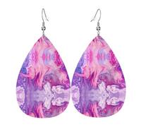 Set di orecchini a goccia colorati con marmo viola, orecchini in pelle alla moda pendenti a cerchio per donne festa di compleanno gioielli regalo