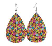 Set di orecchini a goccia colorati Memphis, orecchini in pelle alla moda pendenti a cerchio per donne festa di compleanno gioielli regalo