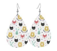 Set di orecchini a goccia colorati semplici e carini a forma di animali, orecchini in pelle alla moda pendenti a cerchio per donne festa di compleanno gioielli regalo