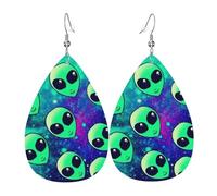 Set di orecchini a goccia con alieni verdi, alla moda, in finta pelle, per donne e ragazze, regalo di compleanno o di Natale