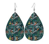 Set di orecchini a goccia con animali verdi, orecchini in pelle alla moda pendenti a cerchio per donne regalo di compleanno gioielli