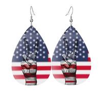 Set di orecchini a goccia con bandiera americana e pace hippie piercing a goccia, orecchini in pelle alla moda pendenti a cerchio per donne festa di compleanno gioielli regalo