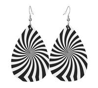 Set di orecchini a goccia con design a spirale bianco e nero, orecchini in pelle alla moda pendenti a cerchio per donne festa di compleanno gioielli regalo