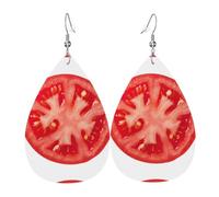 Set di orecchini a goccia con fetta di pomodoro, orecchini in pelle alla moda pendenti a cerchio per donne regalo di compleanno gioielli