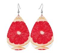 Set di orecchini a goccia con fetta di pompelmo maturo rosa, orecchini in pelle alla moda pendenti a cerchio per donne festa di compleanno gioielli regalo