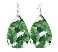 Set di orecchini a goccia con foglie di palma verdi, orecchini pendenti in pelle alla moda per donne regalo di compleanno gioielli
