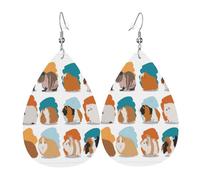 Set di orecchini a goccia con illustrazione di porcellini d'India, orecchini in pelle alla moda pendenti a cerchio per donne festa di compleanno gioielli regalo