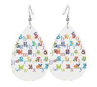 Set di orecchini a goccia con lettere dell'alfabeto a forma di animale, orecchini in pelle alla moda pendenti a cerchio, per donne e feste