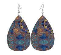 Set di orecchini a goccia con mandala cielo stellato, orecchini in pelle alla moda pendenti a cerchio per donne festa di compleanno gioielli regalo