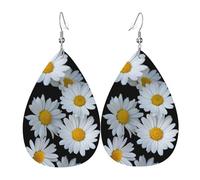 Set di orecchini a goccia con margherite bianche, orecchini in pelle alla moda pendenti a cerchio per donne festa di compleanno gioielli regalo
