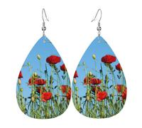 Set di orecchini a goccia con papaveri sul cielo, alla moda, in finta pelle, per donne e ragazze, regalo di compleanno o di Natale
