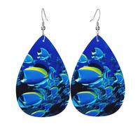 Set di orecchini a goccia con pesci blu oceano, alla moda, in finta pelle, per donne e ragazze, regalo di compleanno o di Natale