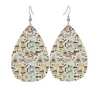 Set di orecchini a goccia con piercing a forma di caffè e dolci, cioccolato e zucchero, orecchini in pelle alla moda per donne, regalo di compleanno